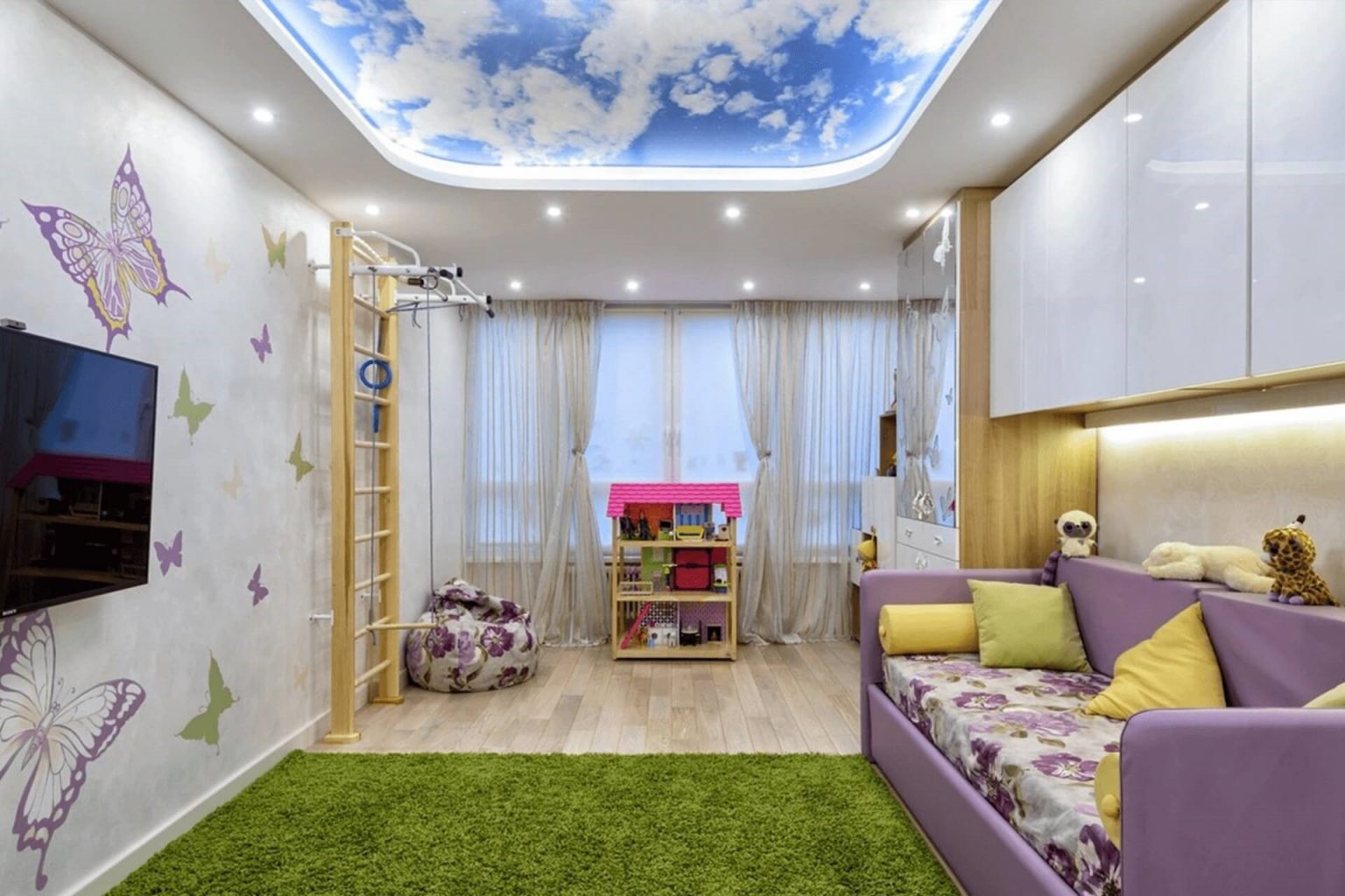 Потолок из гипсокартона в детской комнате (62 фото): спальня для для мальчика