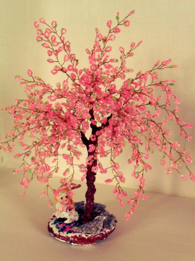 Сакура из бисера — пошаговое описание изготовления красивых японских деревьев своими руками (100 фото)