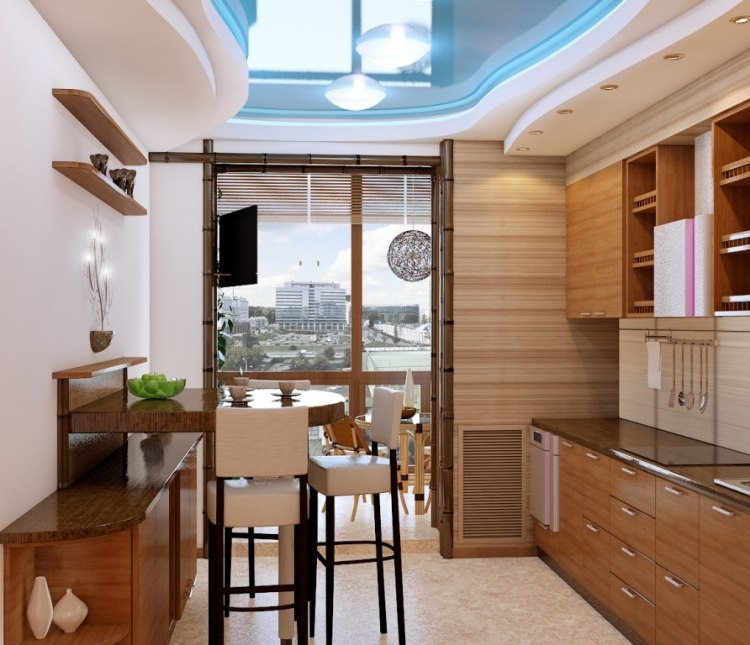 Балкон совмещенный с кухней дизайн фото реальные