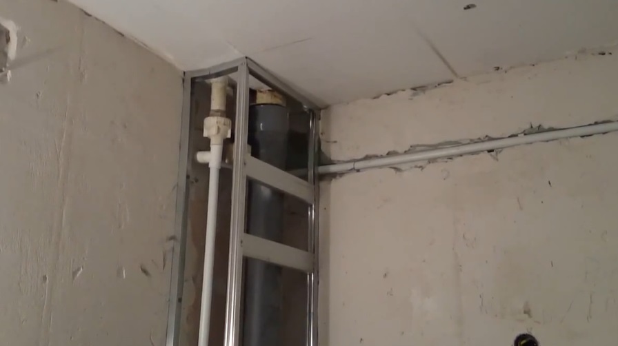 Короб из гипсокартона для труб в туалете под плитку - строим сами