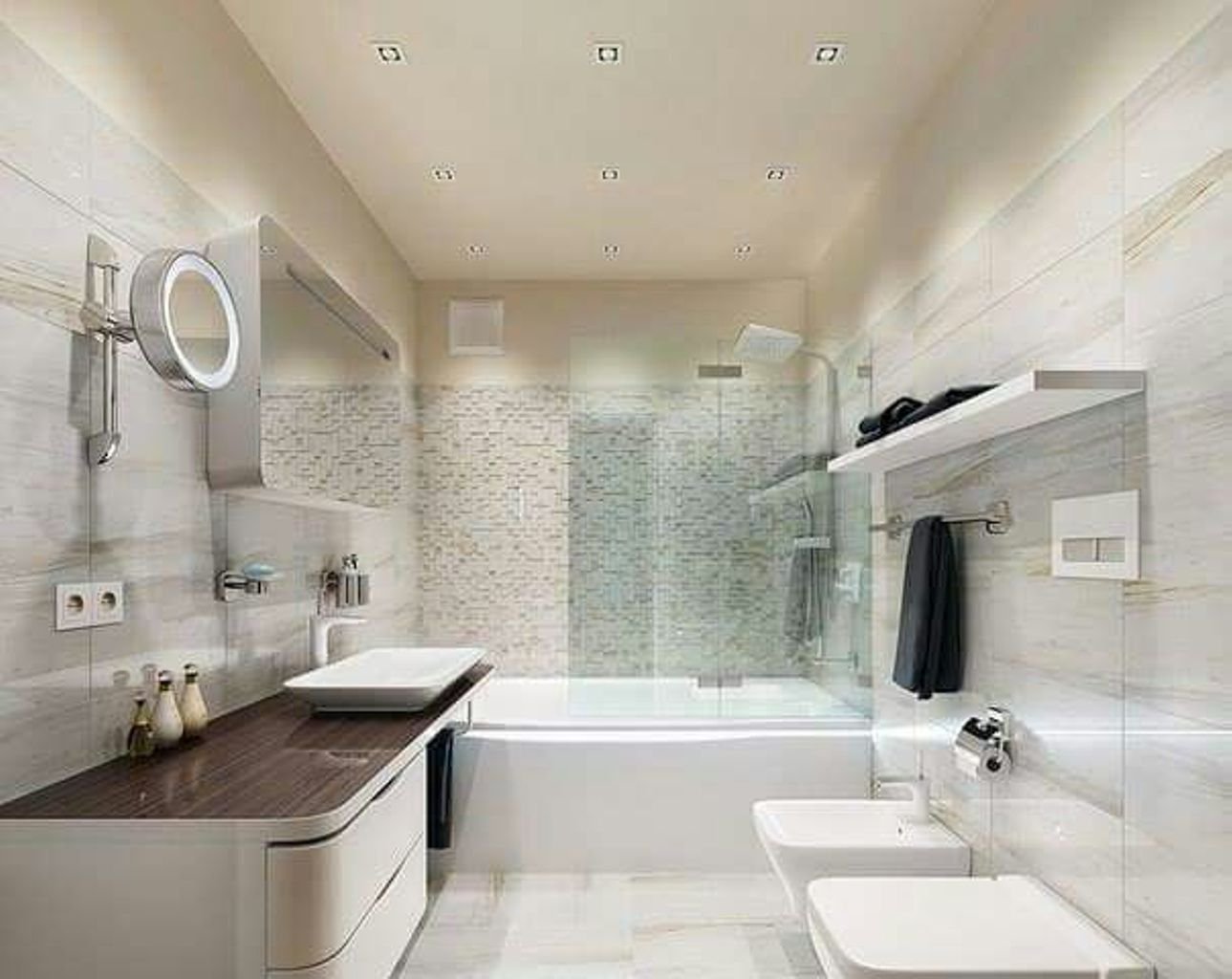 Санузел дизайн с ванной в современном стиле 4 кв м