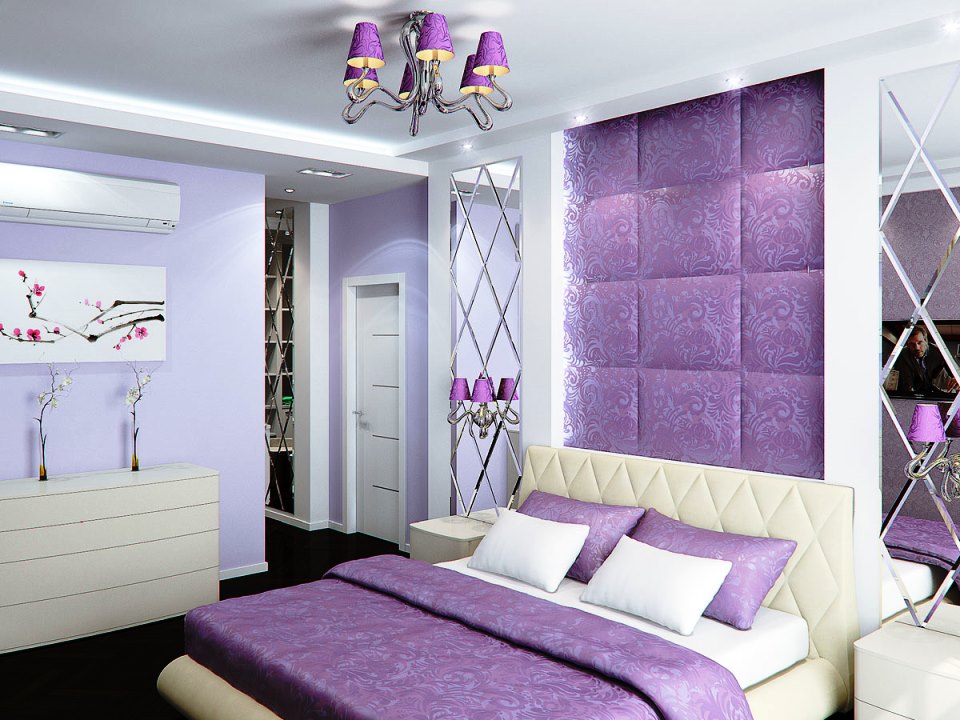 Сиреневая спальня - оформляем стильный дизайн (85 фото)