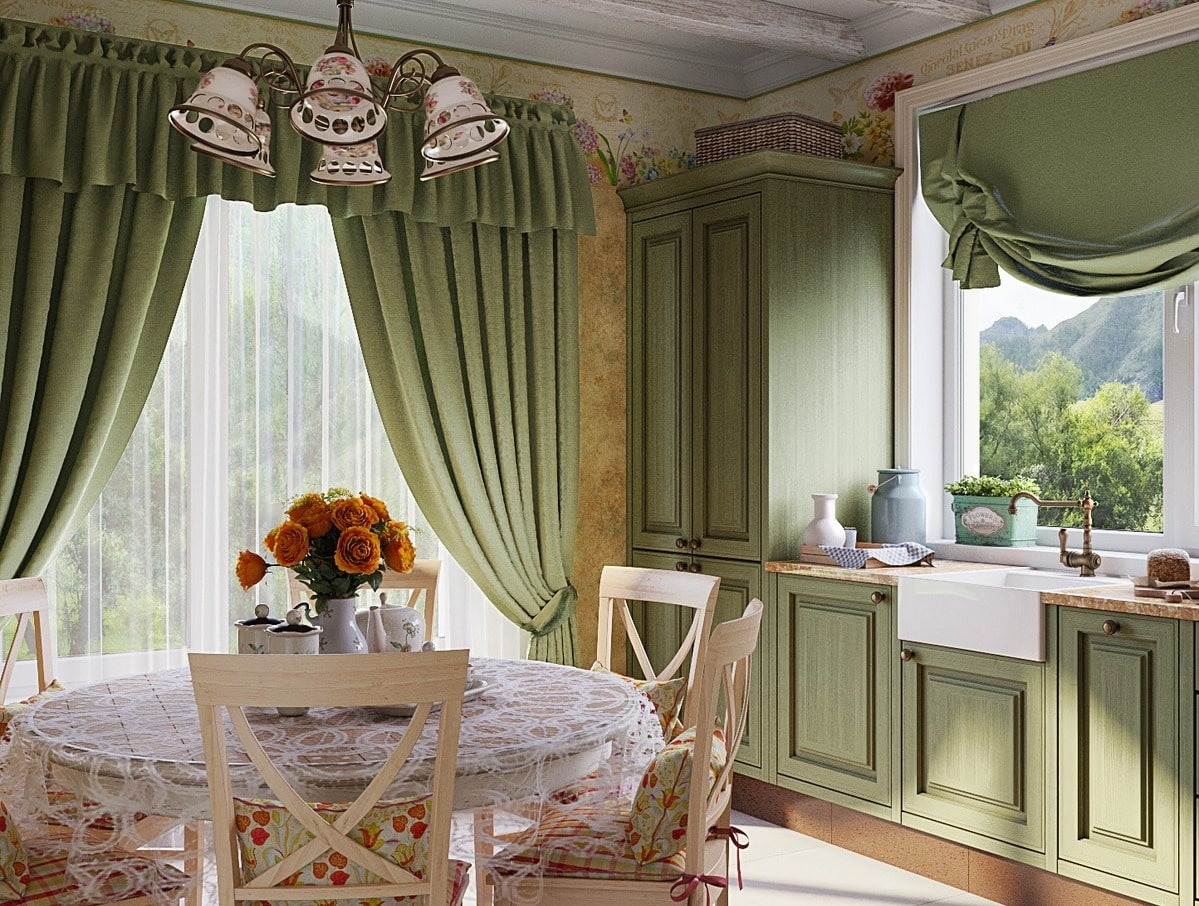шторы в французском стиле на кухню