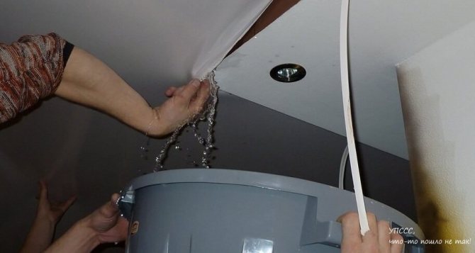 Слив воды с натяжного потолка: как убрать воду самостоятельно + видео | 5domov.ru - статьи о строительстве, ремонте, отделке домов и квартир