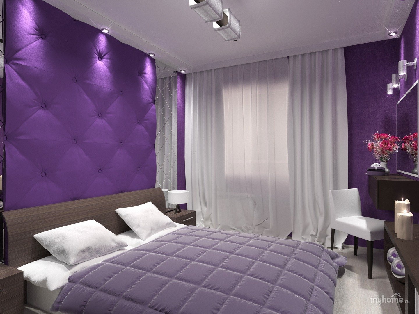 Особенности оформления спальни в сиреневых и фиолетовых тонах