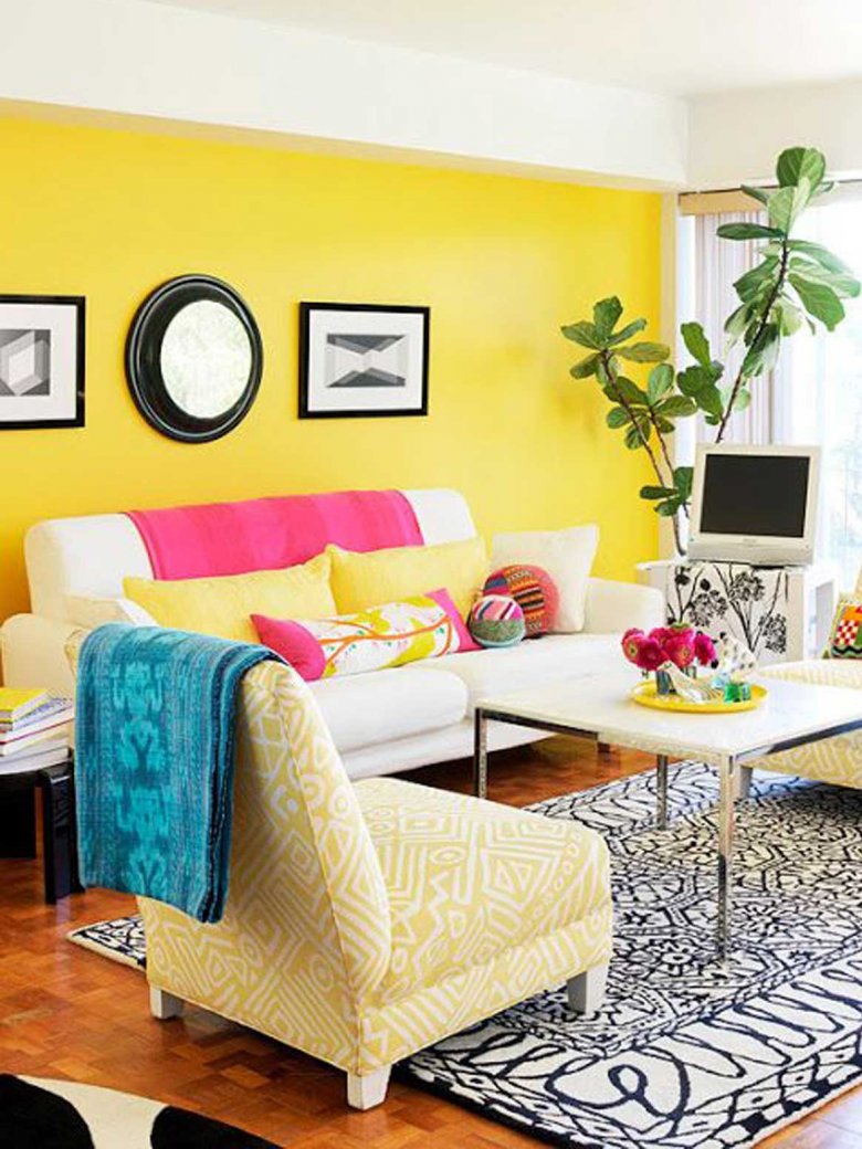 оформление комнаты в желтом цвете