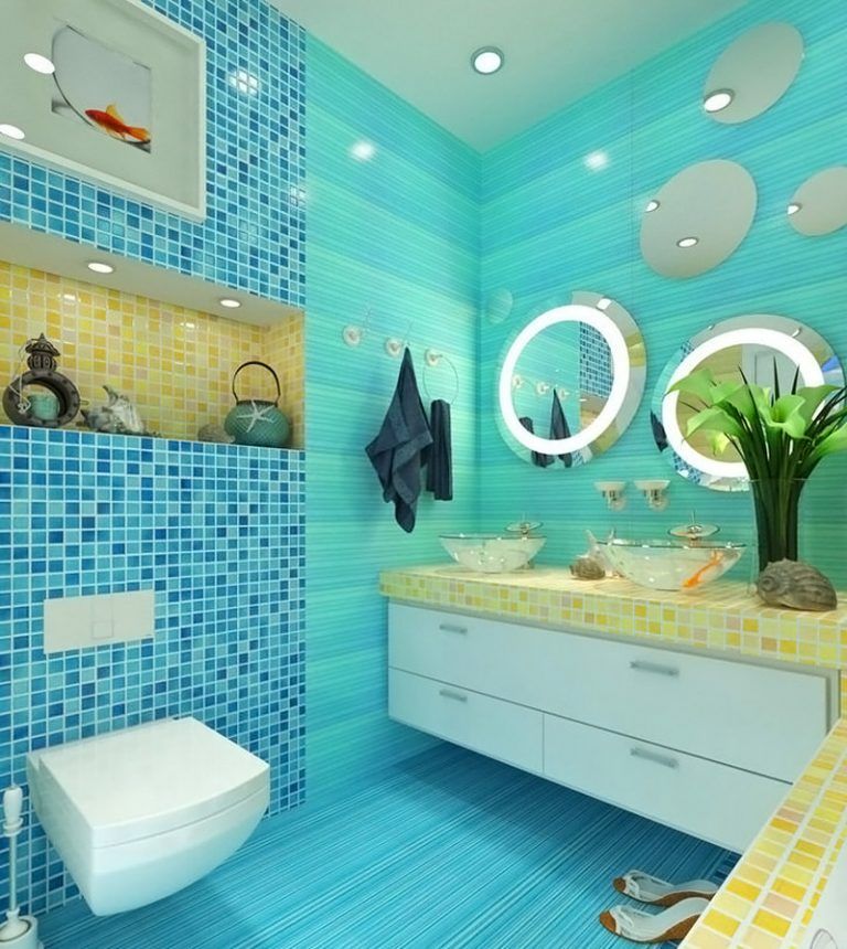 Ванная комната в морском стиле, дизайн и фото интерьеров