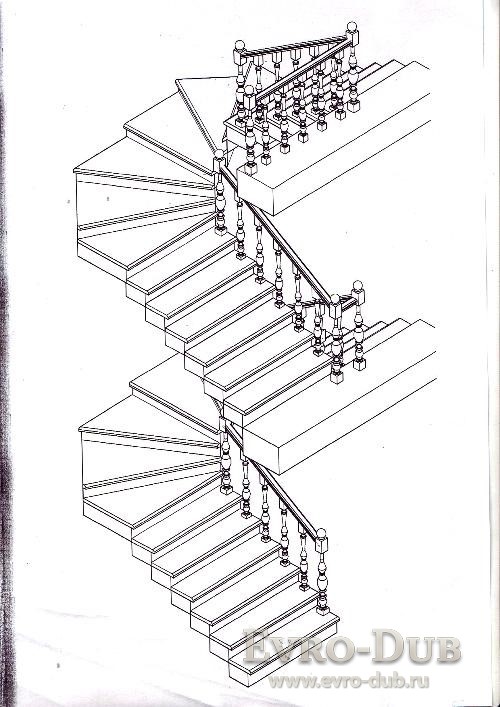 Чертеж лестницы с размерами