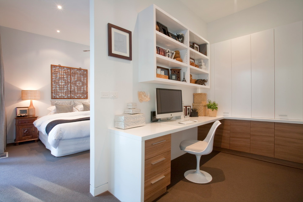Спальная-кабинет: комната рабочая, интерьер и дизайн, зонирование одной .
