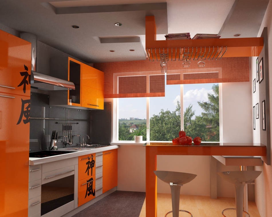 Кухня в оранжевом цвете дизайн фото