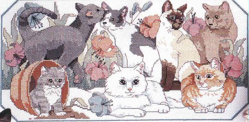 Вышивка крестиком: рисунки со схемами милых кошечек