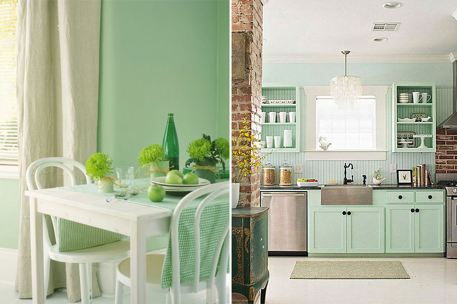 Великолепные кухни мятного цвета 2021. 100 стильных и самых новых фото