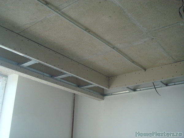 Потолок из гипсокартона с коробом для натяжного потолка как сделать