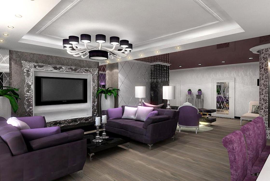 Фиолетовый диван: особенности и правила сочетания в интерьере