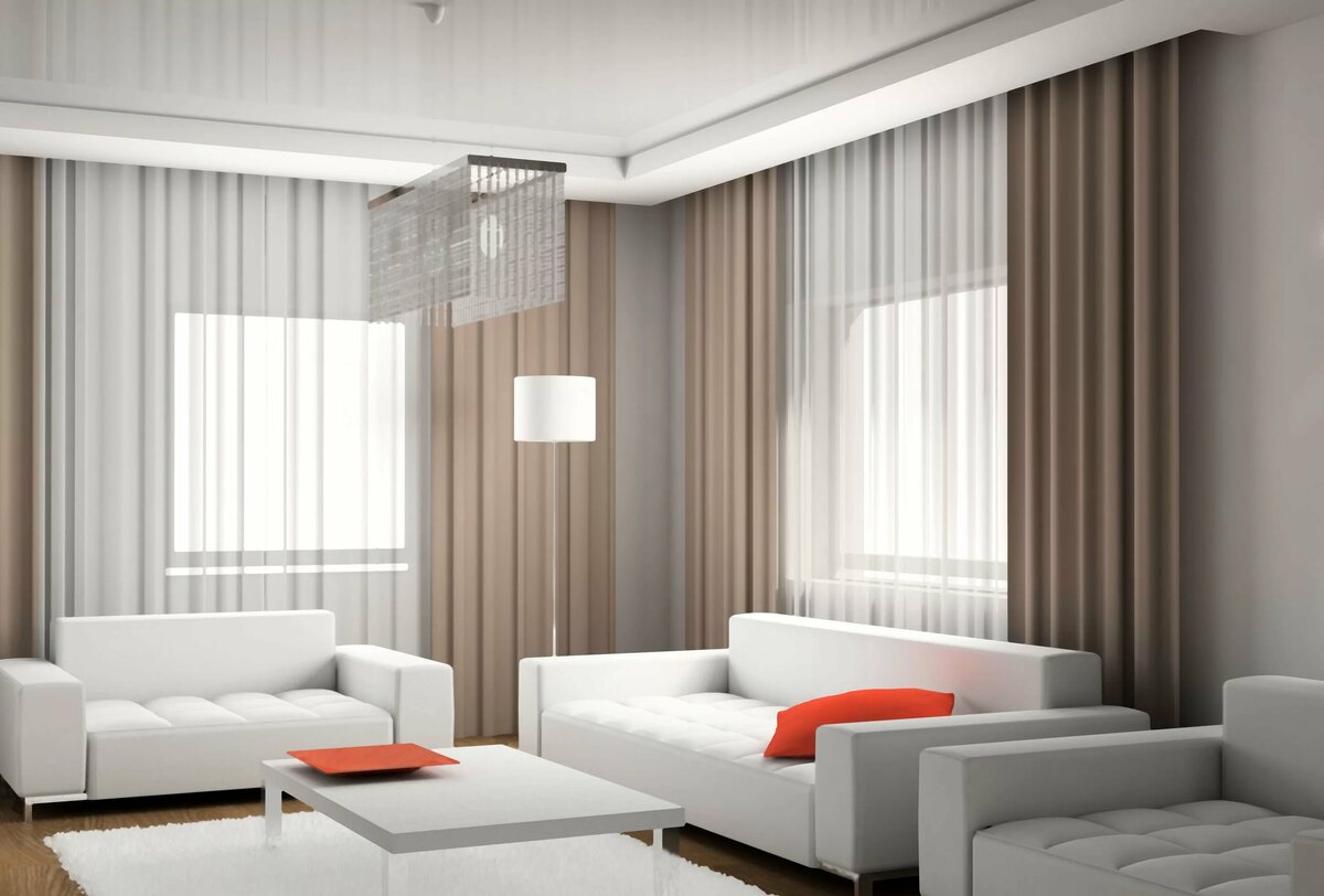 Шторы в гостиную фото в современном стиле, дизайн штор в интерьере
