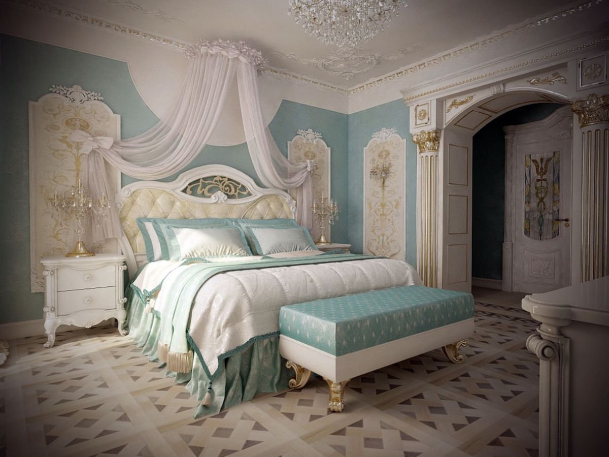 Спальная комната в стиле барокко — фото интерьера