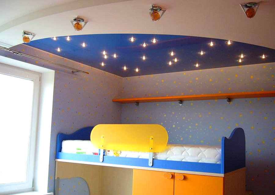 Потолок в детской комнате для девочки