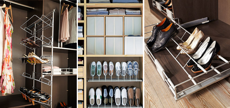Удобные полки для обуви в гардеробной: 5 видов расположения, планировка и изготовление