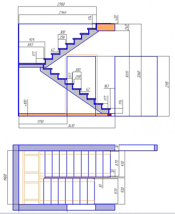 Чертеж лестницы с размерами - всё о лестницах