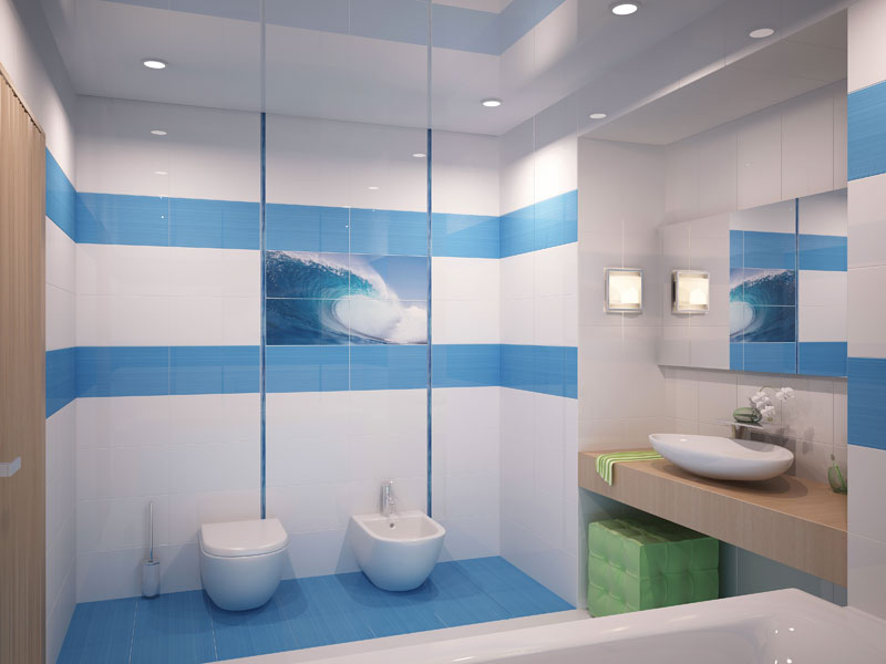 Фото голубых и синих ванных комнат, сочетание цветов, советы