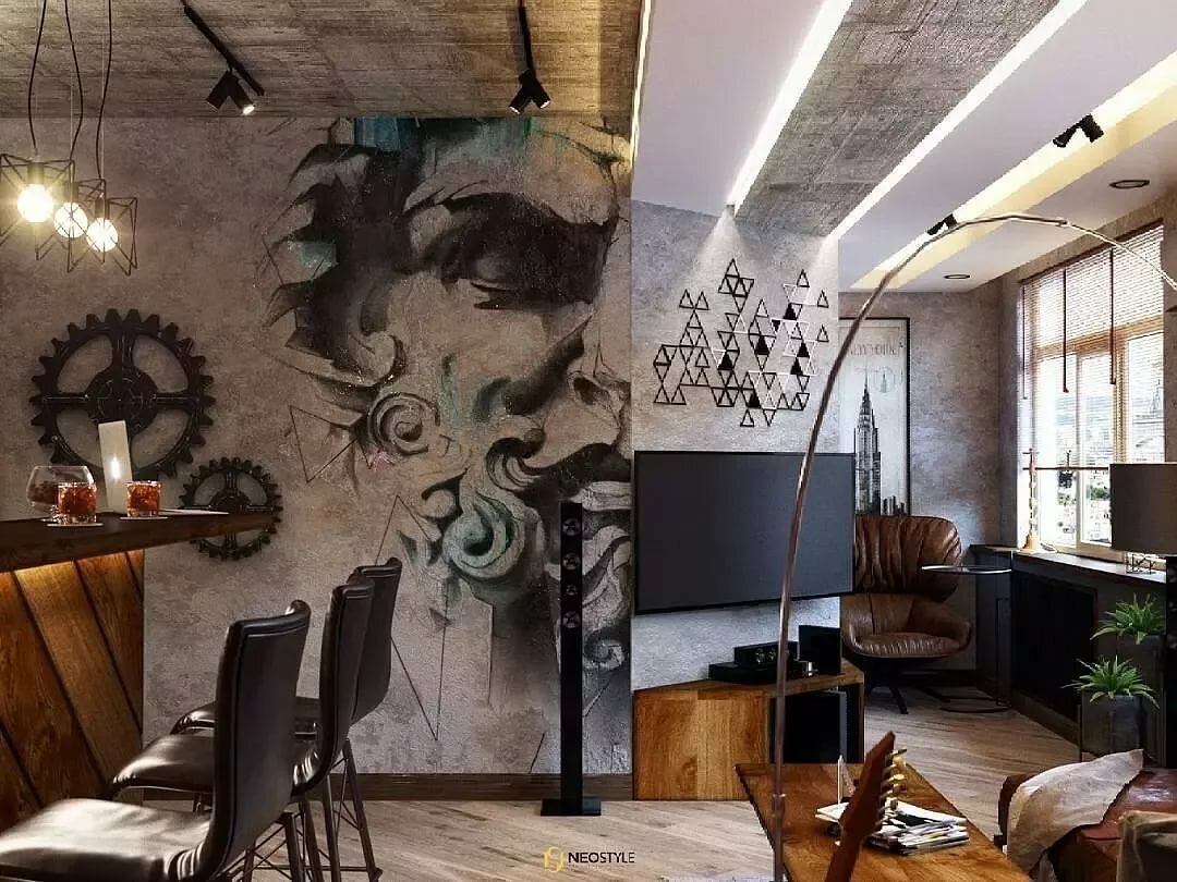Обои в стиле «граффити»: дизайн интерьеров комнат в квартире с обоями в виде рисунков на стене