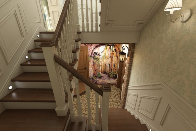 Дизайн прихожей с лестницей в частном доме: интерьер холла
 - 39 фото
