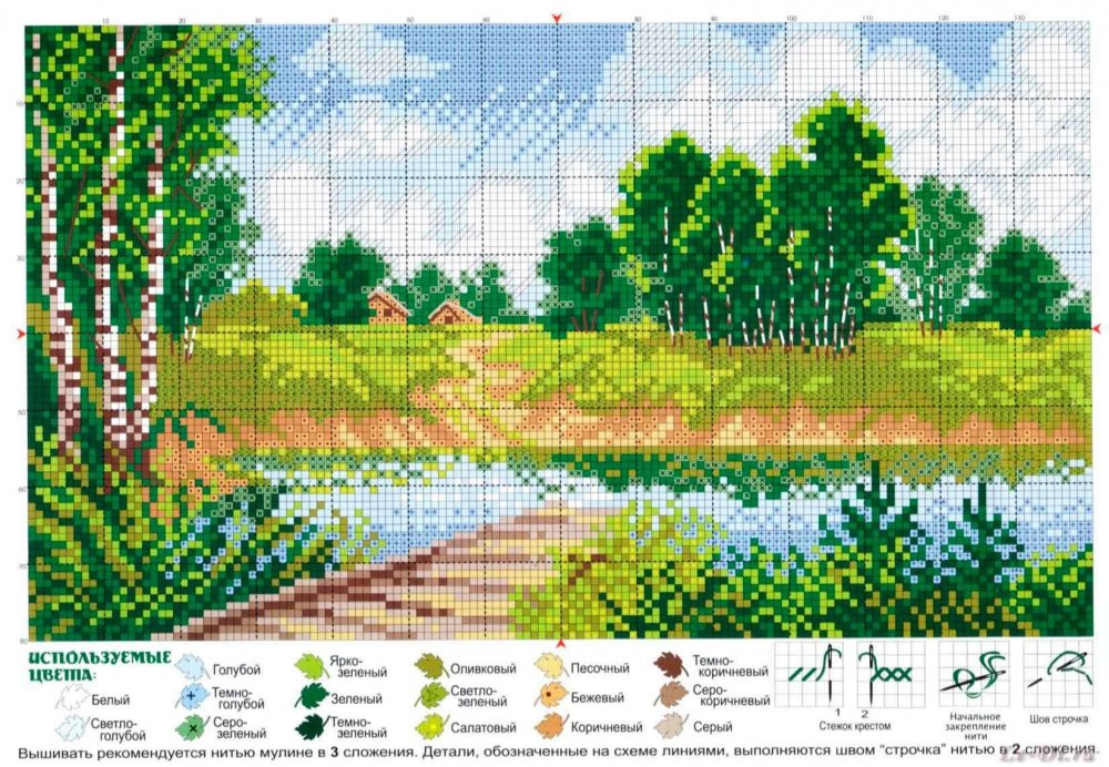 Вышивка крестиком схемы природы: скачать пейзажи бесплатно, наборы для начинающих детей, иголочка и igolochka