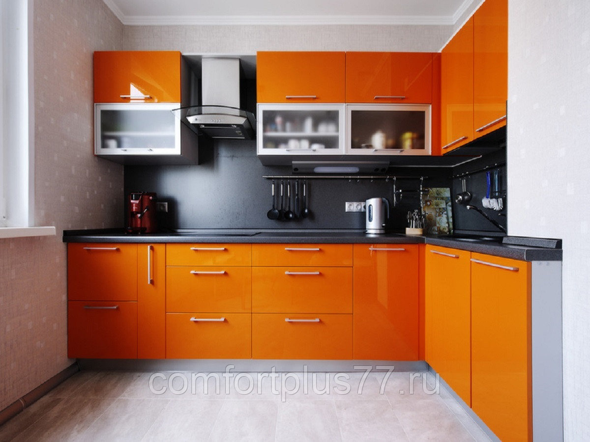 Дизайн оранжевой кухни +75 фото примеров интерьера