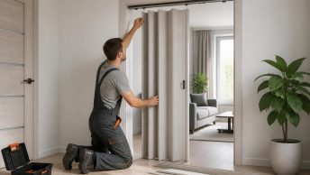 Как установить раздвижную дверь гармошку