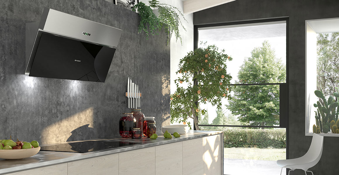 Наклонная вытяжка в интерьере кухни: фото вариантов дизайна, как ее выбрать
