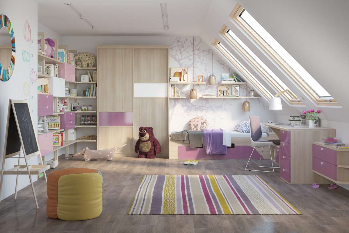 Обустройство детской на мансардном этаже: выбор стиля, отделки, мебели и штор