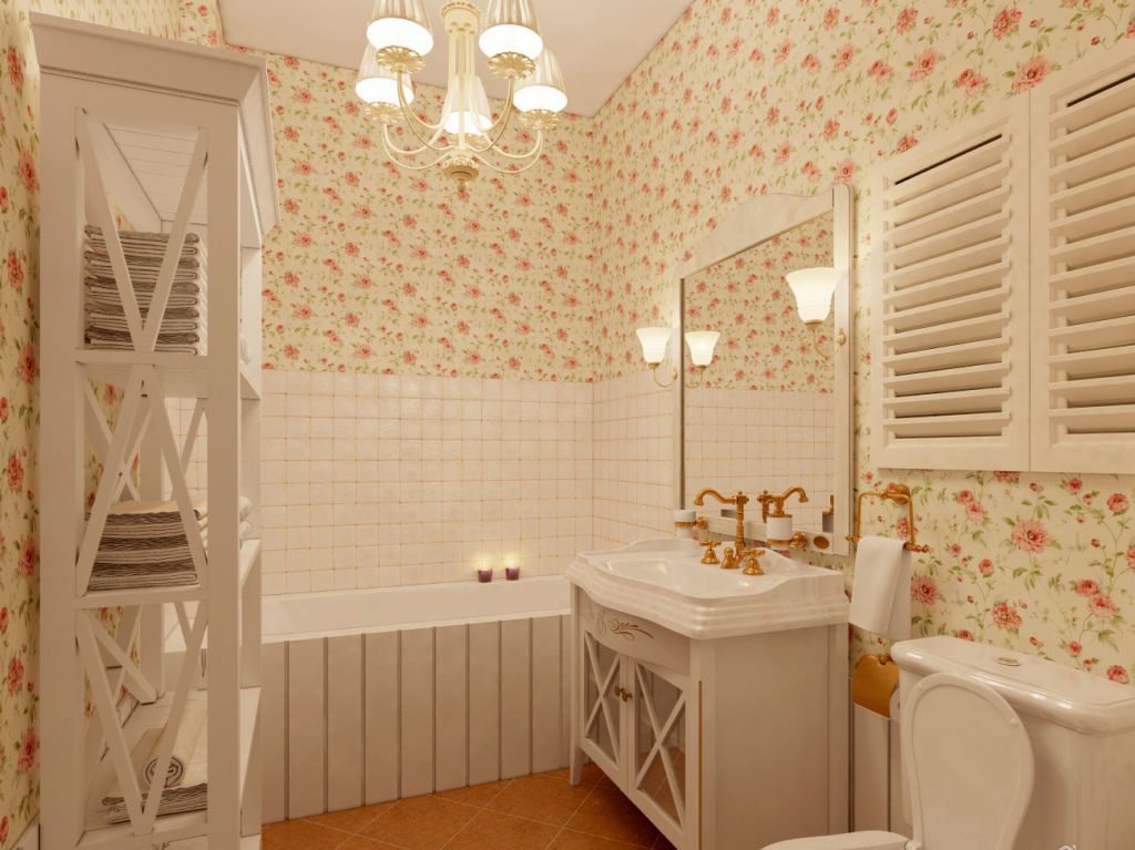 Романтичный стиль прованс в интерьере ванной комнаты