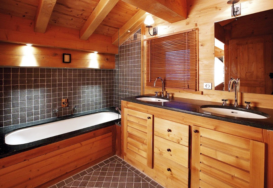 Ванная в деревянном доме: отделка стен, пола и потолка своими руками,ванная комната.