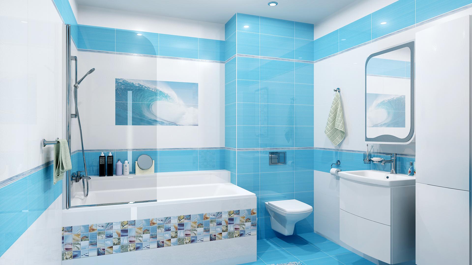 Голубая ванная комната: правила сочетания с другими цветами и варианты оформления