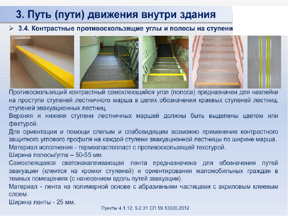 Свод инструкций. Ступени для МГН. Ступеньки на путях эвакуации. Требования к лестницам МГН. Лестница для МГН.