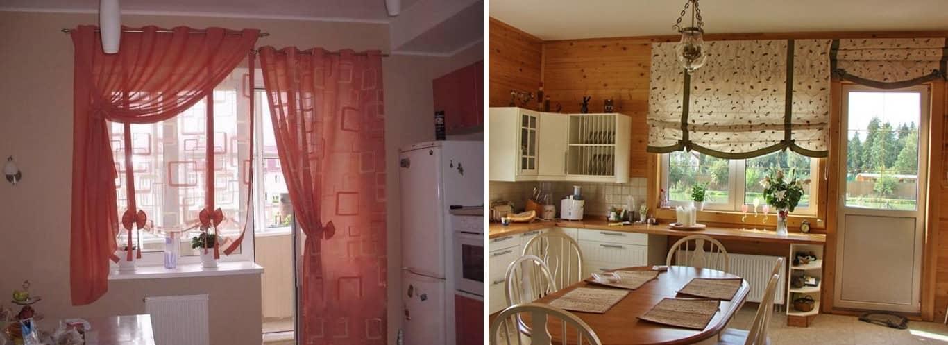 Самые модные шторы на кухню с балконной дверью
