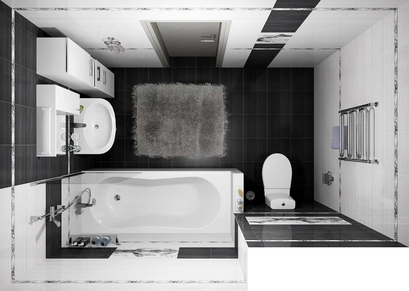 Черно-белая ванная комната: особенности отделки, лучшие стили и сочетания