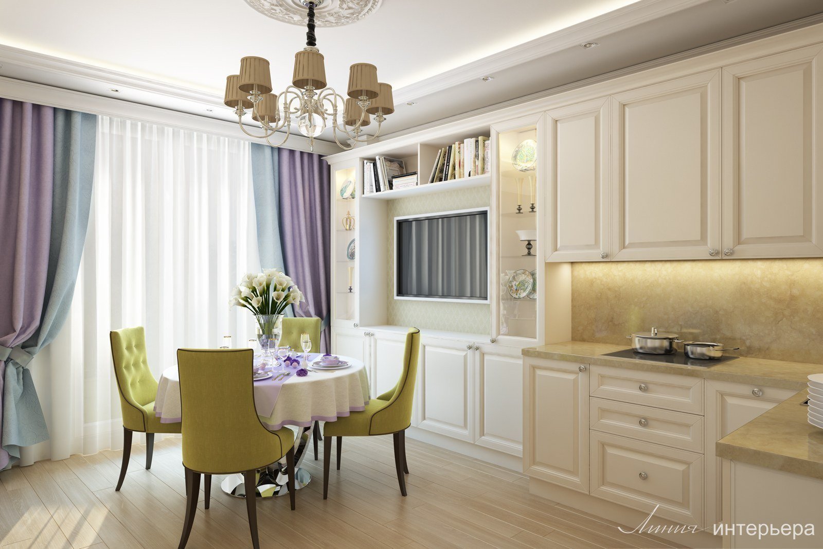 Белая кухня с деревянной столешницей – фото лучших интерьеров