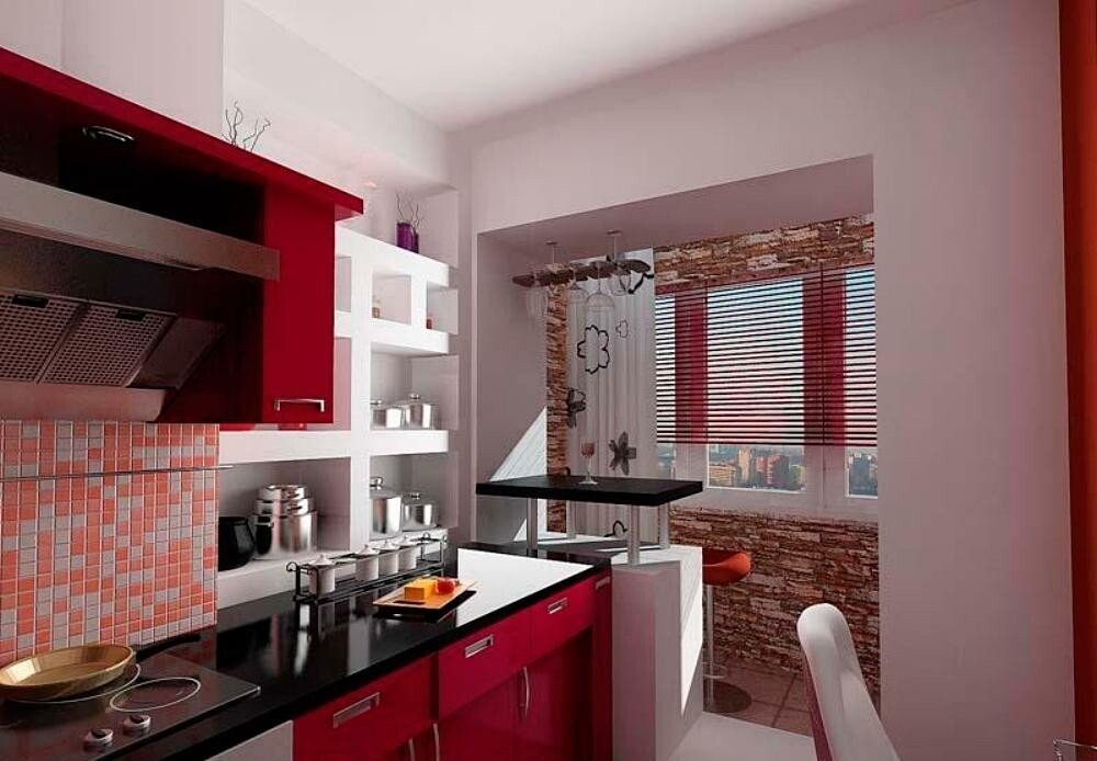 Дизайн кухни совмещенной с балконом: идеи планировки без сноса стен, интерьер