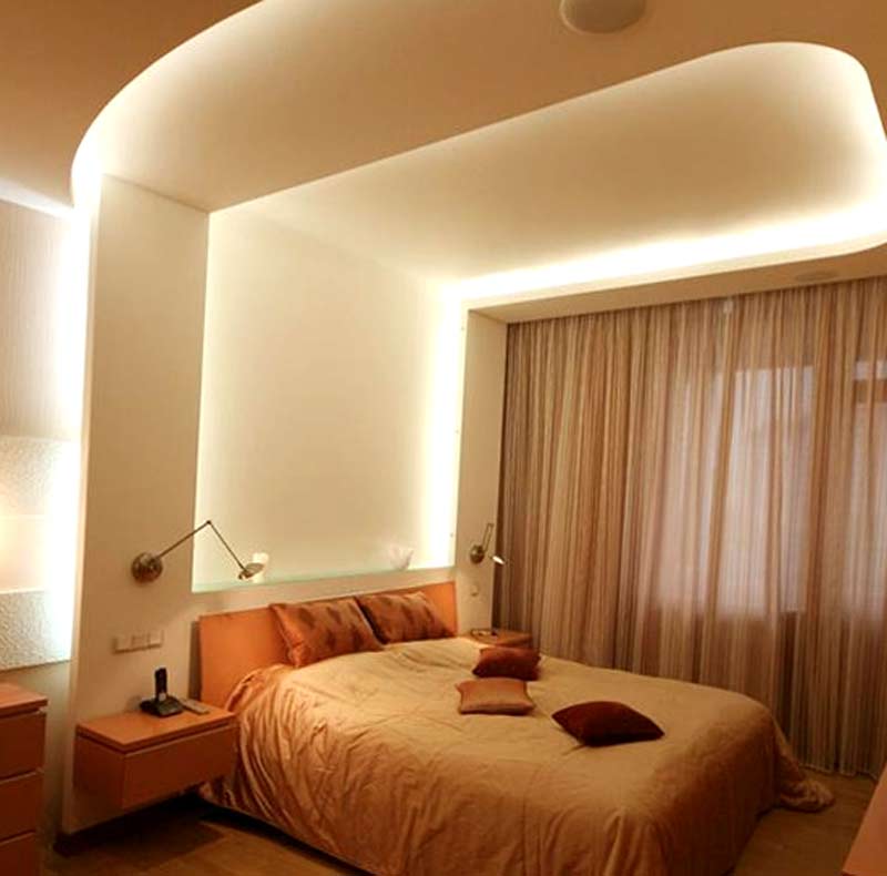 Потолки из гипсокартона в спальне: как своими руками сделать своими руками гипсокартонные конструкции с подсветкой, фото красивых дизайнов, видео
