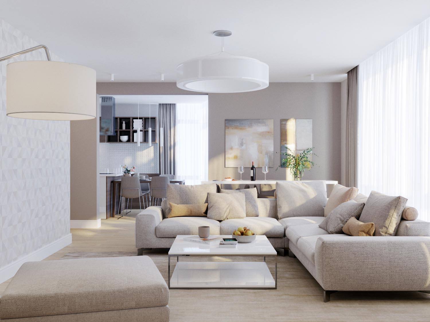Дизайн интерьера квартиры в современном стиле в светлых тонах фото