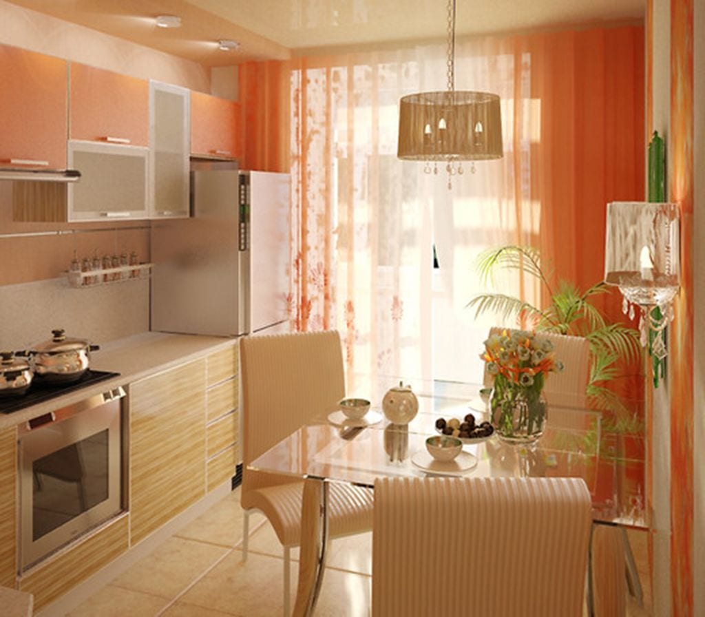  кухня в интерьере: фото вариантов дизайна в персиковом цвете