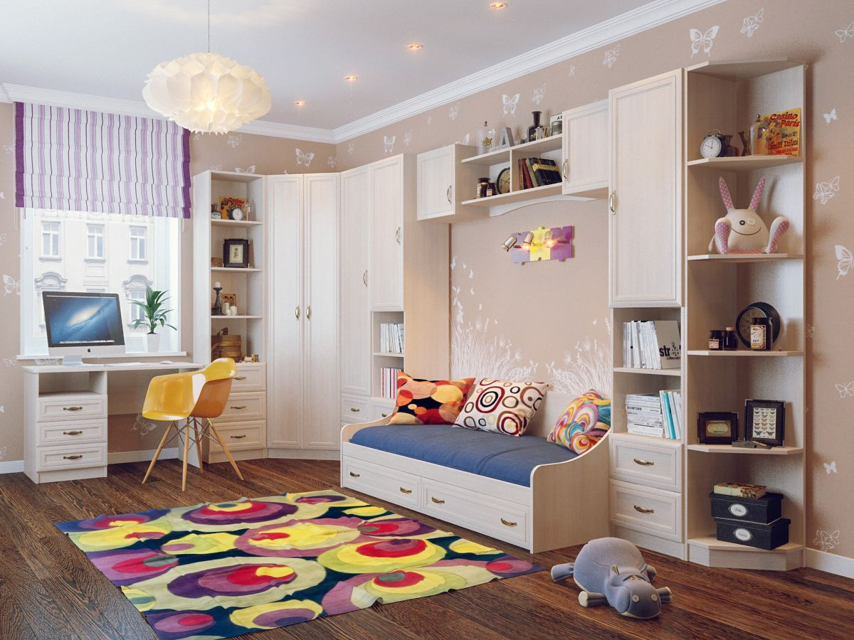 Шкаф-купе в детскую комнату для девочки: наполнение, цвета, дизайн