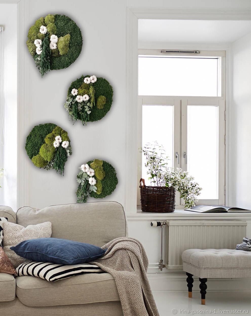 Декоративный стабилизированный и живой мох в интерьере: панно, стены из декоративного цветущего мха - 25 фото