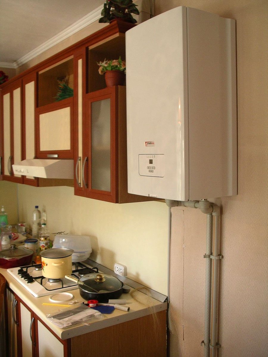 Как спрятать газовый котел на кухне - 35 фото вариантов