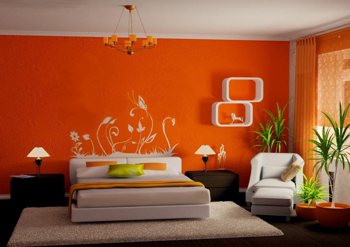 Оранжевая гостиная - 71 фото украшения яркой и веселой комнаты