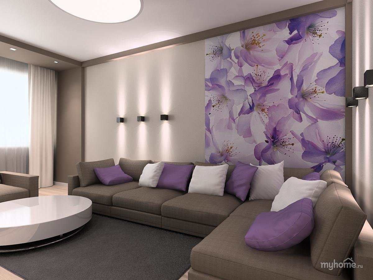 Гостиная в фиолетовых тонах - дизайн