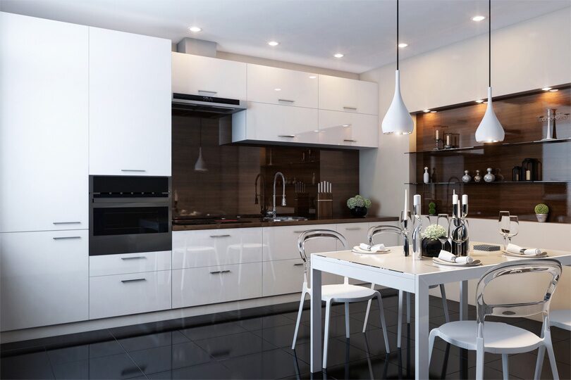Белая кухня в интерьере: реальные фото дизайна белоснежной глянцевой кухни