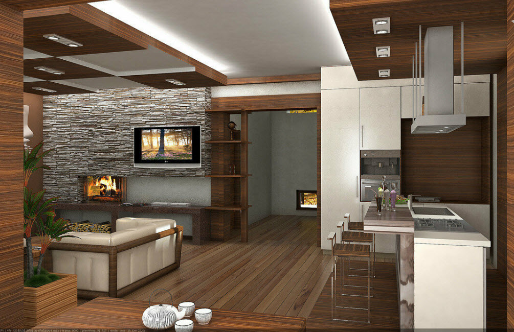 Планировка кухни-гостинной: зал совмещенный с кухней, г-образная столовая с двумя окнами, варианты расстановки мебели, ремонт в едином стиле