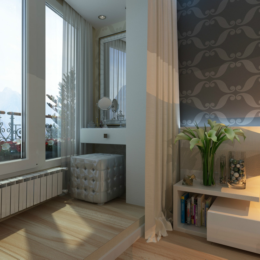 Дизайн спальни с балконом, с лоджией: фото, видео, ремонт, интерьер, идеи